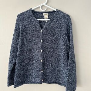 L.L. Bean Marled Blue Heavy Knit Cotton Button Down Cardigan/Light Spring Jacket